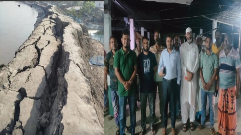 সাতক্ষীরার আশাশুনিতে গোয়ালডাঙ্গা বাজার সংলগ্ন বেড়িবাঁধে ফের