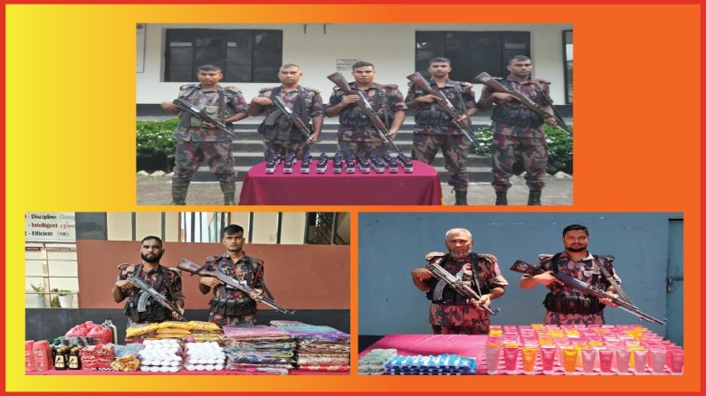 যশোর সীমান্তে বিজিবির বিশেষ অভিযান ৭ লাখ ৫৫ হাজার টাকার মাদক ও চোরাচালানি মালামাল জব্দ